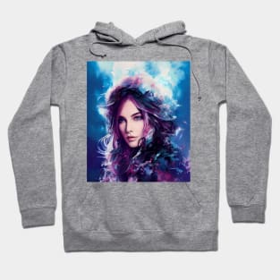 Vibrant Ice Beautiful Young Woman Color Smear Abstract Hoodie